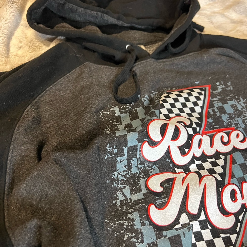Race Mom Two-Tone Black & Charcoal Dirt Track Racing Hoodie